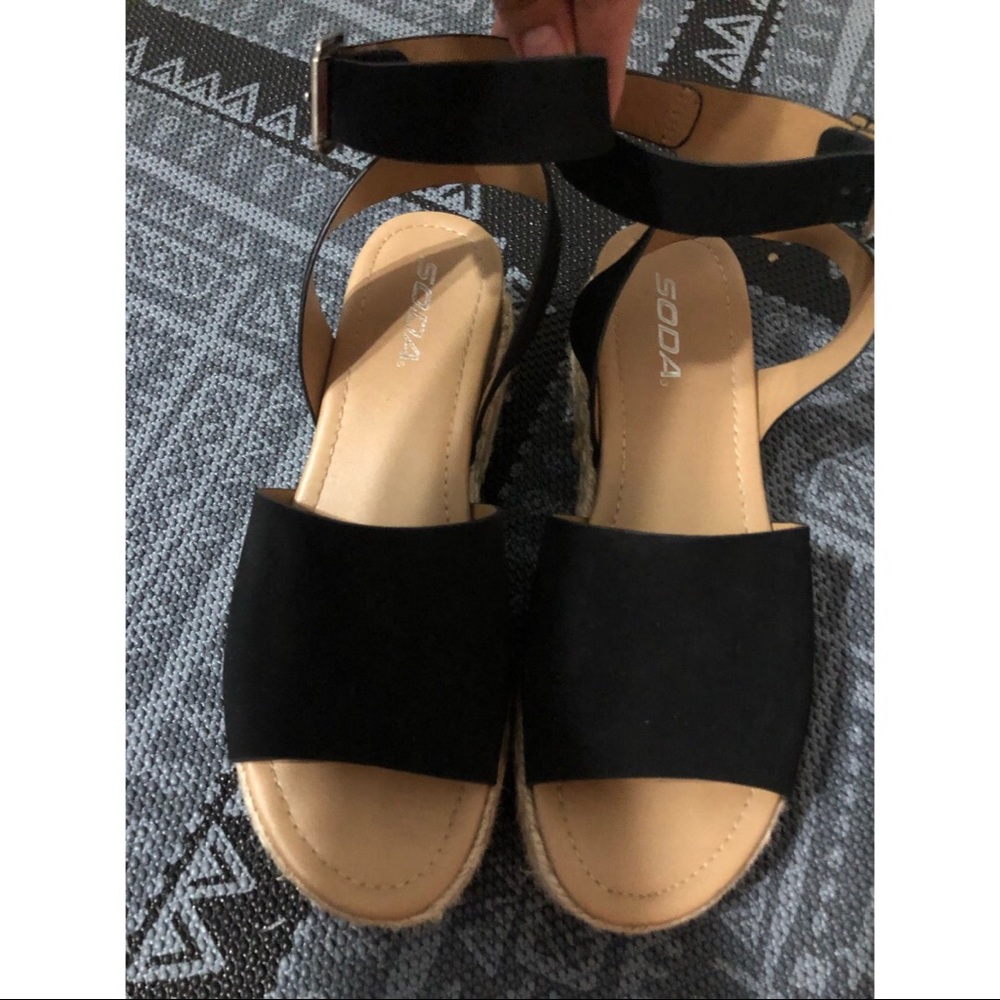 Soda Black Platform Espadrilles